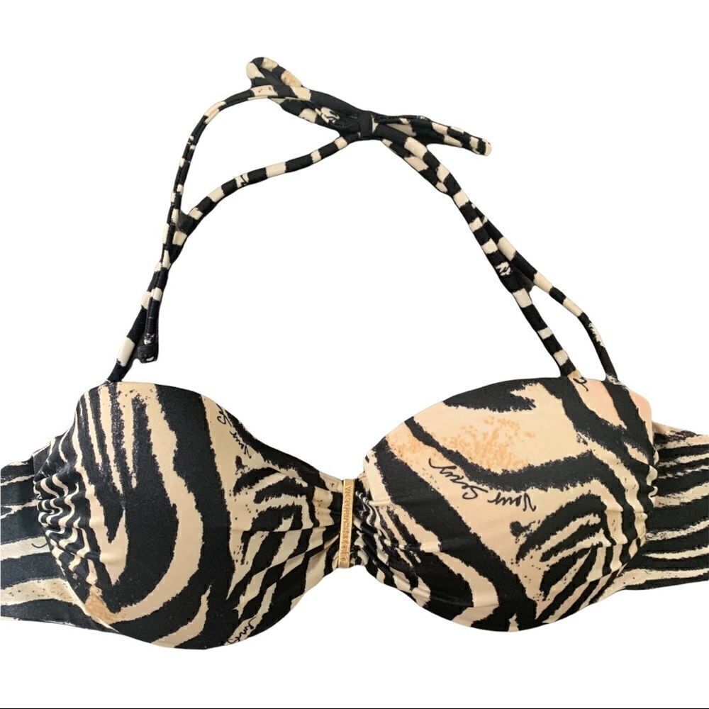 Victorias Secret VERY SEXY Push Up Underwire Bikini Top 34C Zebra Print Padded